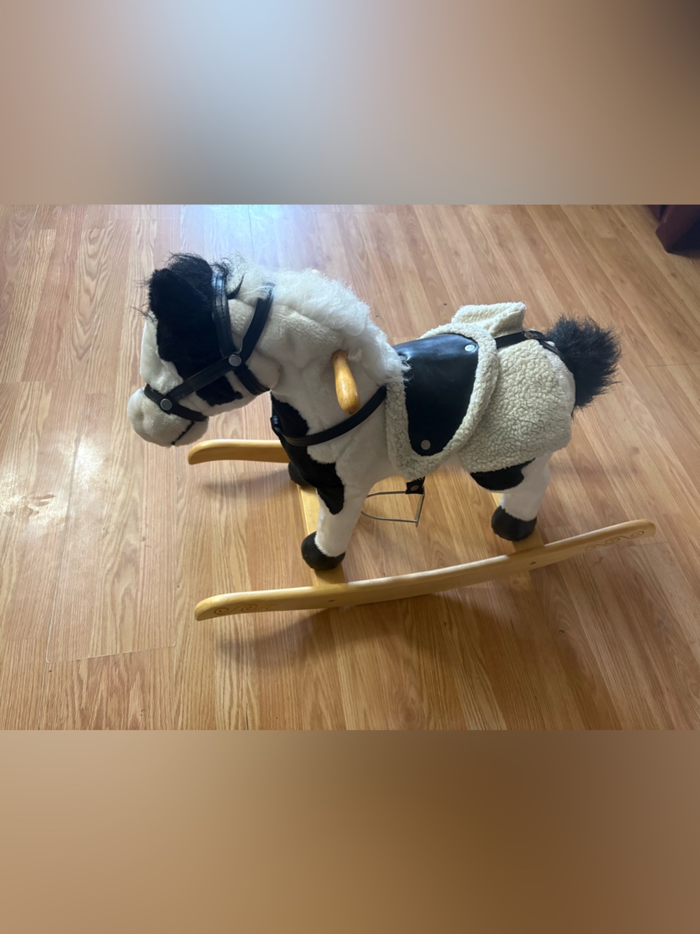 Amazon Plush White and Black Rocking Horse